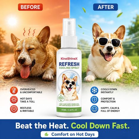 KineShineX Pet Cooling Spray for Cats and Dogs: Summer Cooling and Soothing Portable Freshening Grooming Solution (1/4)