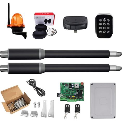 Kit d'ouvre-portes automatiques Ouvre-porte actionneur linéaire engrenage à vis sans fin DC ouvre-porte pivotant automatique Tube électrique, lumière, bouton, opérateur GSM pour accessoires de portail (1/5)