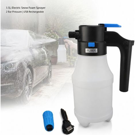 Schiumatoio elettrico per auto da 1,5 litri - Alta pressione - Ricaricabile tramite USB - Schiuma effetto neve per il lavaggio di auto e giardino (1/5)