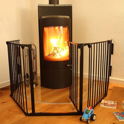 Aqrau Barriere de securite enfant GRANDE VERSION 3.1M 5 panneaux Noir -Noir (1/5)