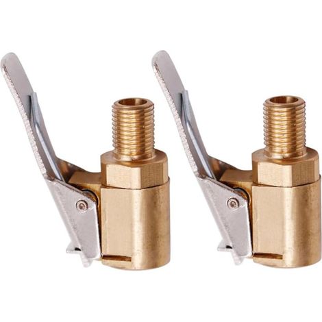 Inflador de neumáticos inalámbrico para coche, paquete de 2 boquillas de aire con adaptador de clip, boquilla para inflador de neumáticos, conexión de bomba de neumáticos de latón resistente (1/5)