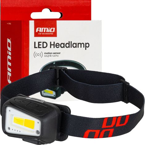 Lampe frontale rechargeable avec capteur de mouvement COB, batterie 1800 mAh, amio-04666 (1/5)