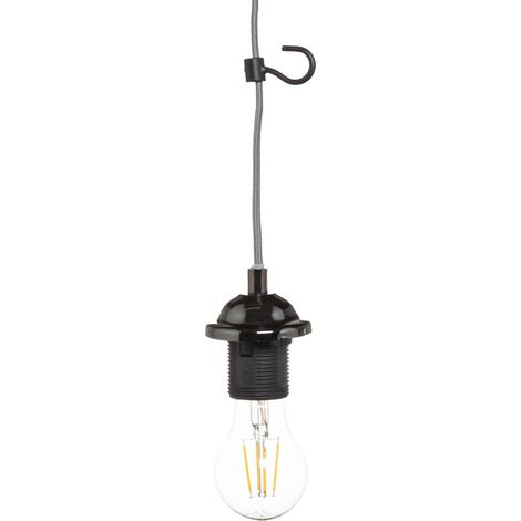 Litecraft Fresia Ceiling Pendant Wall Plug in Braided Cable Light - Black Nickel (1/5)
