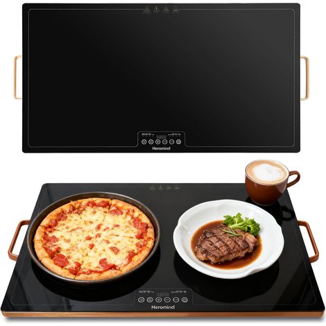 Heating Plate 60 x 40 cm Tempered Glass Heating Plate 300 W Precise Adjustment Multi-Level for Buffet and Family Meals (1/5)