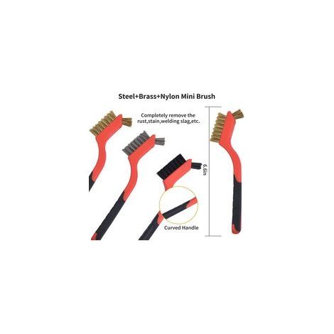 Brosse Metalliques Brosse Métallique Kit 5 Pièces Avec Manche, Brosse Laiton, Brosse Nylon, Brosse Inox, Brosse Dure De Nettoyage pour Decapant Peinture Metal (1/5)