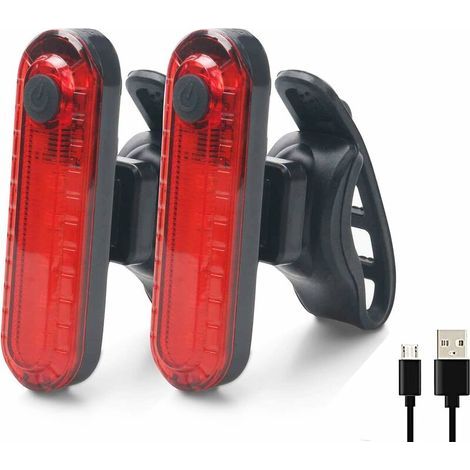 Feux Arriere Vélo - 2 Pièces Eclairage Arrière Vélo, USB Rechargeable COB LED Lampe de Vélo Arrière Imperméable, 4 Modes d'éclairage pour Assurer la Sécurité et Visibilité (1/5)