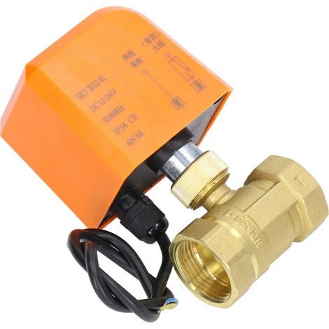 Vanne à bille électrique DN25 à 2 voies et 2 fils, normalement fermée, en laiton, universelle, 12-24 V CC (1/5)