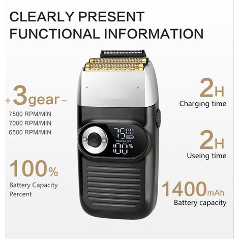 Tonduz Tête Rasoir Électrique Homme Tondeuse Barbier Sans Fil Écran LED Rasoir à Lames Professionnel Kit (1/5)