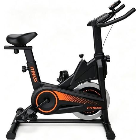 Leises Spinning-Bike, KB-S4 Heimtrainer, Einstellbarer Widerstand, 8 kg Schwungrad mit LED-Display, Schwarz+Orange