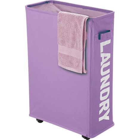 40L Wäschekorb faltbar mit Rädern, schmal, violett (1/5)