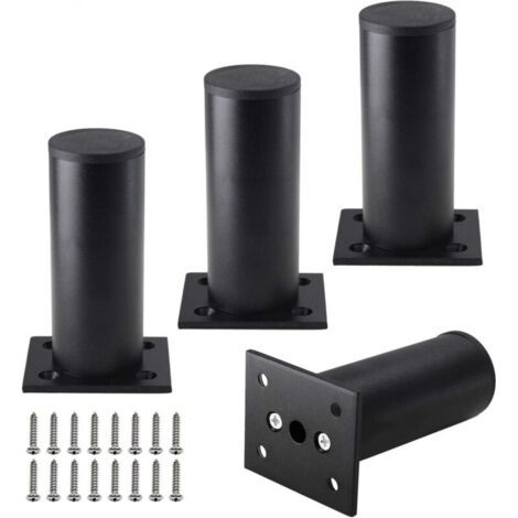 Lot de 4 pieds de meuble 4 pouces, pieds d'armoire réglables en alliage d'aluminium, pied de support de canapé rond en métal, pieds réglables (1/5)