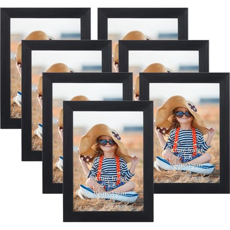 Cadre Photo 10x15 cm Noir Lot de 7, Cadres Photo Mural et à Poser pour Chambre, Bureau, Salon et Gallerie (1/5)