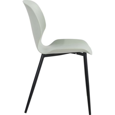 Carnaby Kitchen Chairs (Set of 2) - Plastic/Metal - L55.5 x W47.5 x H81.6 cm - Light Green/Black - Flat Packed