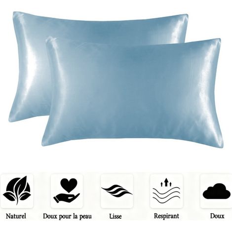Lot de 2 taies d'oreiller en satin doux, lisses et infroissables pour homme et femme,Standard (20x26 Inch) (1/5)