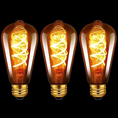 Ampoule LED Filament Flexible en Spirale ST64, Lampe Vintage 4.9W 400Lm, Rétro Edison Verre Brun, 2200K Blanc Chaud, Non-Dimmable (1/5)