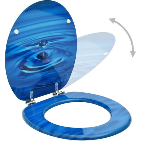 Sièges de toilette avec couvercle 2 pcs MDF Bleu Gouttes d'eau