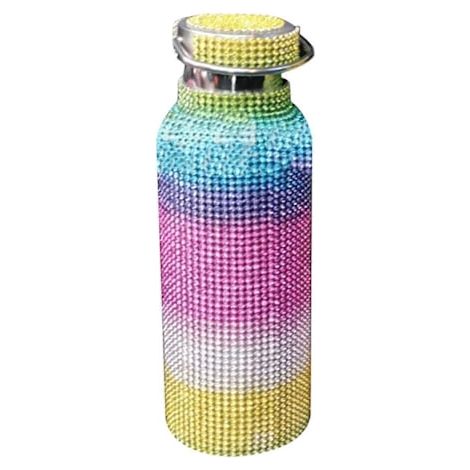 Isolierte Edelstahl-Trinkflasche, verziert mit Strasssteinen und Diamanten, 100% neu (siehe Foto).