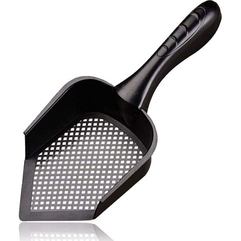 Pelle à litière pour lapins, noire, 30 x 12,5 x 5 cm, en plastique, bords profonds anti-dispersion, pointe pour atteindre les coins, manche ergonomique, pour un bien-être optimal de votre animal, 1 pi (1/5)