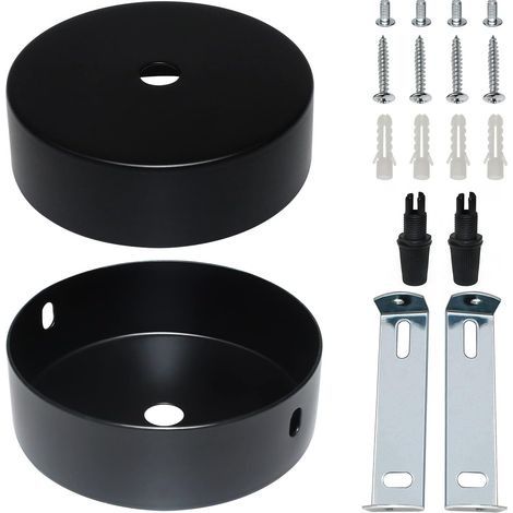 Auvent de plafond noir 80 x 20mm – Cache fil pour lustre – Métal haute qualité – Résistant à haute température – Lot de 2 pièces (1/2)