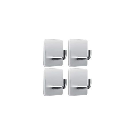 4 robusti ganci adesivi per asciugamani e vestiti, realizzati in acciaio inossidabile. Per porte, bagno, cucina, toilette, finitura argento.