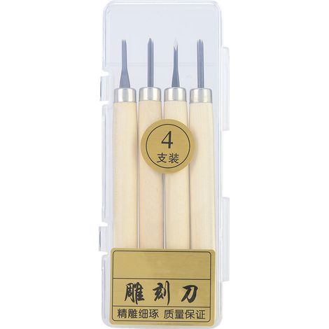 Holzschnitzmesser, Holzgravurwerkzeug, 4-teiliges Set für Gummistempel (Set Nr. 1) (1/5)