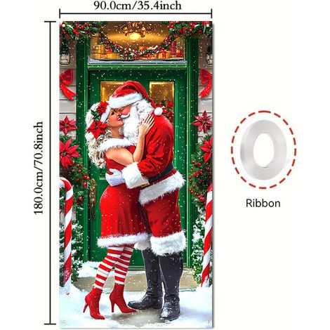 Décoration de porte Grinch Vert Monstre - Rideau de porte suspendu - 90 x 190 cm (Élastique) - Style 23