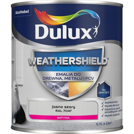 Peinture acrylique émail Dulux Weathershield pour métal et bois, gris clair, 0,7 L
