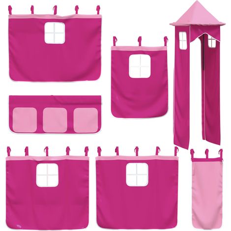 vidaXL Vorhänge für Hochbett mit Turm Rosa Polyester