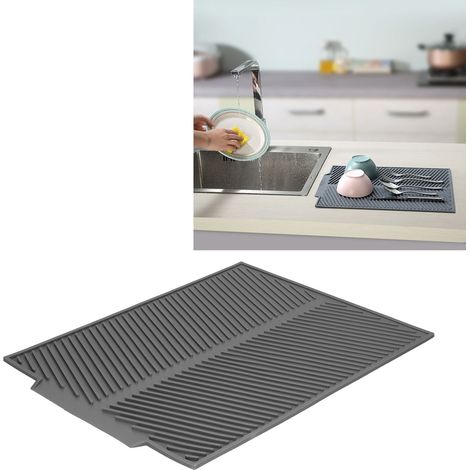 Tapis égouttoir à vaisselle en silicone, tapis de comptoir multifonctionnel, coussin isolant thermique pour la cuisine, grande taille (1/5)