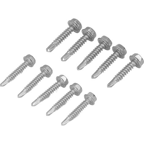 Assortiment de 100 vis à tête hexagonale avec rondelle, en acier inoxydable 304, autotaraudeuses, dimensions : 4,2 x 25 mm et 4,8 x 25 mm (1/5)