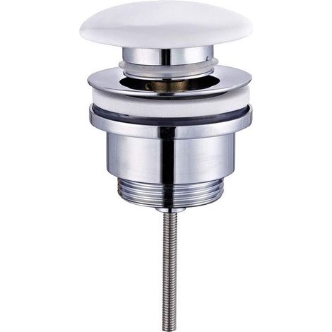 Kibath 171632 Valvola Clic Clac Universale Compatibile con la Maggior Parte dei lavelli in Ottone, Porcellana Bianca