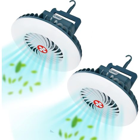 Ventilateur lampe camping USB 3 en 1 (lot 2) - 54 LED, aimant, crochet, pour pêche et urgences (1/5)