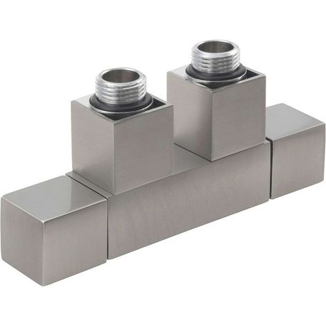 Sapho Cube Twin - Set di valvole di connessione per attacco centrale, passo 50 mm, acciaio inox spazzolato CP582S (1/4)