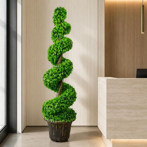 120cm Artificial Green Large Botanik Spiral with Decorative Planter (1/5)