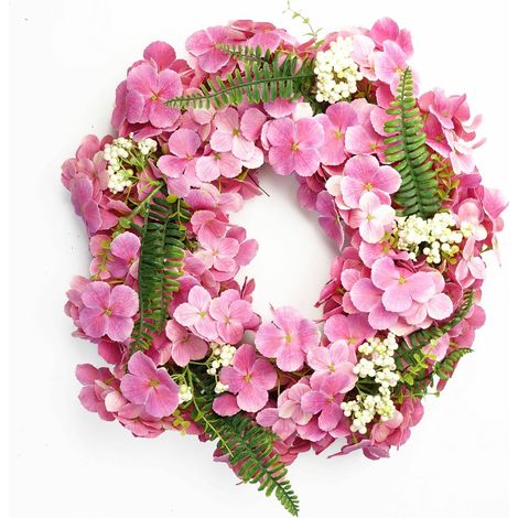 40cm Artificial Pink Floral Blossom Wreath (1/5)