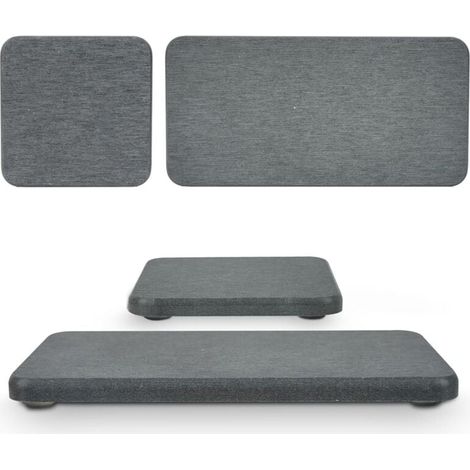 Set of 4 water-absorbing diatomite drying mats, 2 large and 2 small bowls with non-slip pads, abrasive paper, ideal for kitchen countertops, under plants, bathrooms