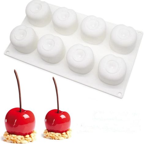 Molde de silicona con forma de cereza, antiadherente, para pasteles de mousse, chocolate, resistente de -40 a 230 °C, cocina (1/5)