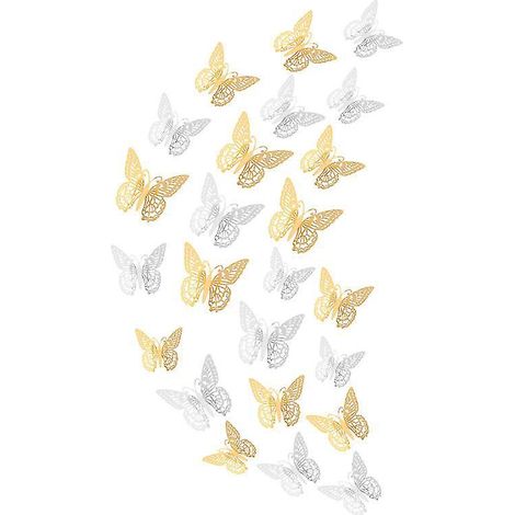 24 autocollants muraux papillons ajourés (1/3)