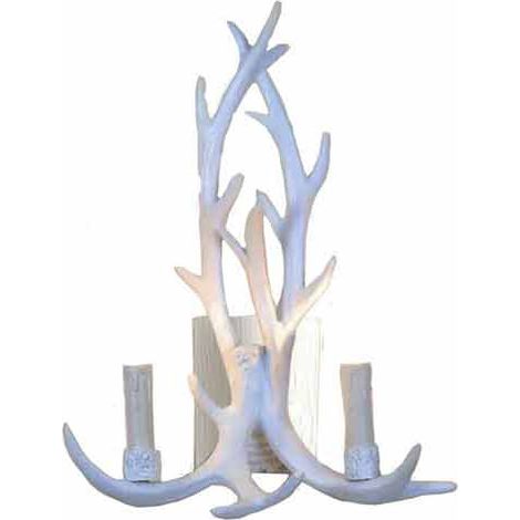 Applique country a corna di cervo vintage lampada da muro retro 2 portalampada e14 arredamento rustico bianco