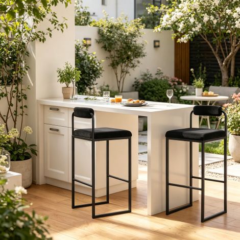 Tabourets hauts marron, chaises de cuisine modernes, tabourets de bar avec dossiers (lot de 2) (1/5)