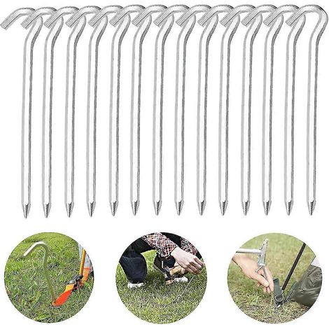 14 piquets de tente en aluminium de 18 cm pour le camping et le jardinage. (1/5)