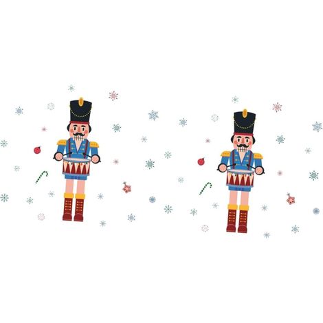 2 Pièces Fenêtre Flocon De Neige Autocollant De Fenêtre De Noël Autocollant De Casse-noisette Décoration Murale Casse-noisette Décalcomanie Décorative De Noël Pvc Blue (1/5)