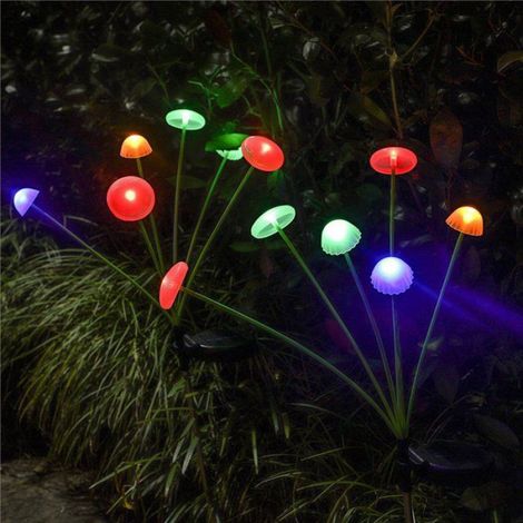 2X Lampes Solaires de Jardin à 6 Têtes LED en Forme de Champignon, Lumière D'Ambiance en Forme de Méduse pour Jardin, Cour, Patio, (1/4)