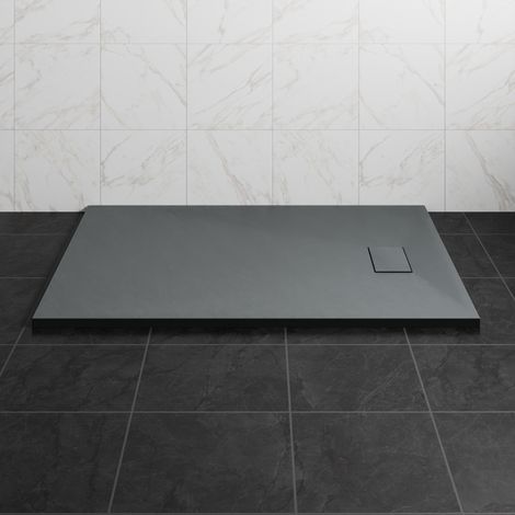 NRG 1300 x 900mm SMC Anthracite Rectangle Slate Effect Bathroom Shower Tray