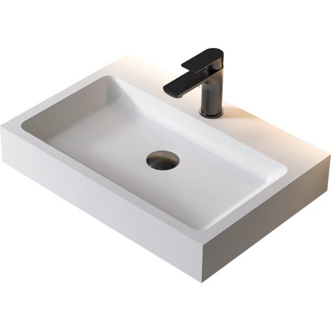 BERNSTEIN - Vasque moderne 60x42x10cm Lavabo en fonte, Lave main à poser sans trou pré-percé robinet - PB2142 (1/5)