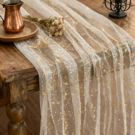 Chemin de Table Doré Chemin de Table 70x300cm Décoration de Table avec Feuille de Paillettes Convient pour Les Fêtes Prénuptiales Les Fêtes de Noël