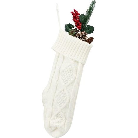 Chaussette De Noël - Tricotée - 45 cm - Pour Cheminée Décoration Intérieure - 1 Pièce (1/5)
