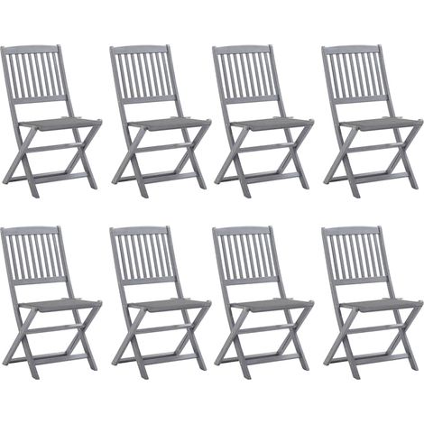 Klappbare Gartenstühle 8 Stk. mit Kissen Massivholz Akazie