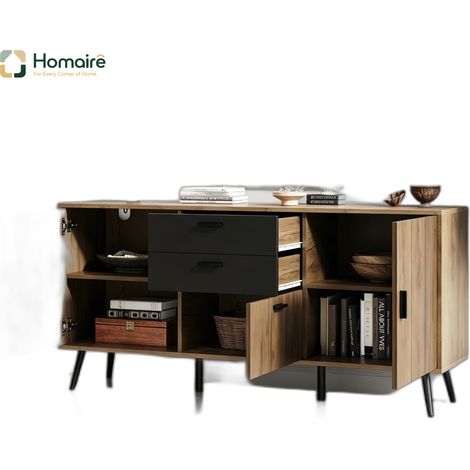 Flur- Garderobenschrank schwarz aus MDF 140 x 35 x 67 cm HOMAIRE (1/5)
