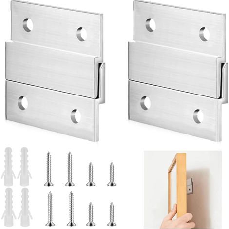 Lot de 2 paires de taquets français de 5,1 cm - Supports de fixation robustes en forme de Z pour miroir,rail, cadres artistiques, étagères de 5,1 cm (1/5)